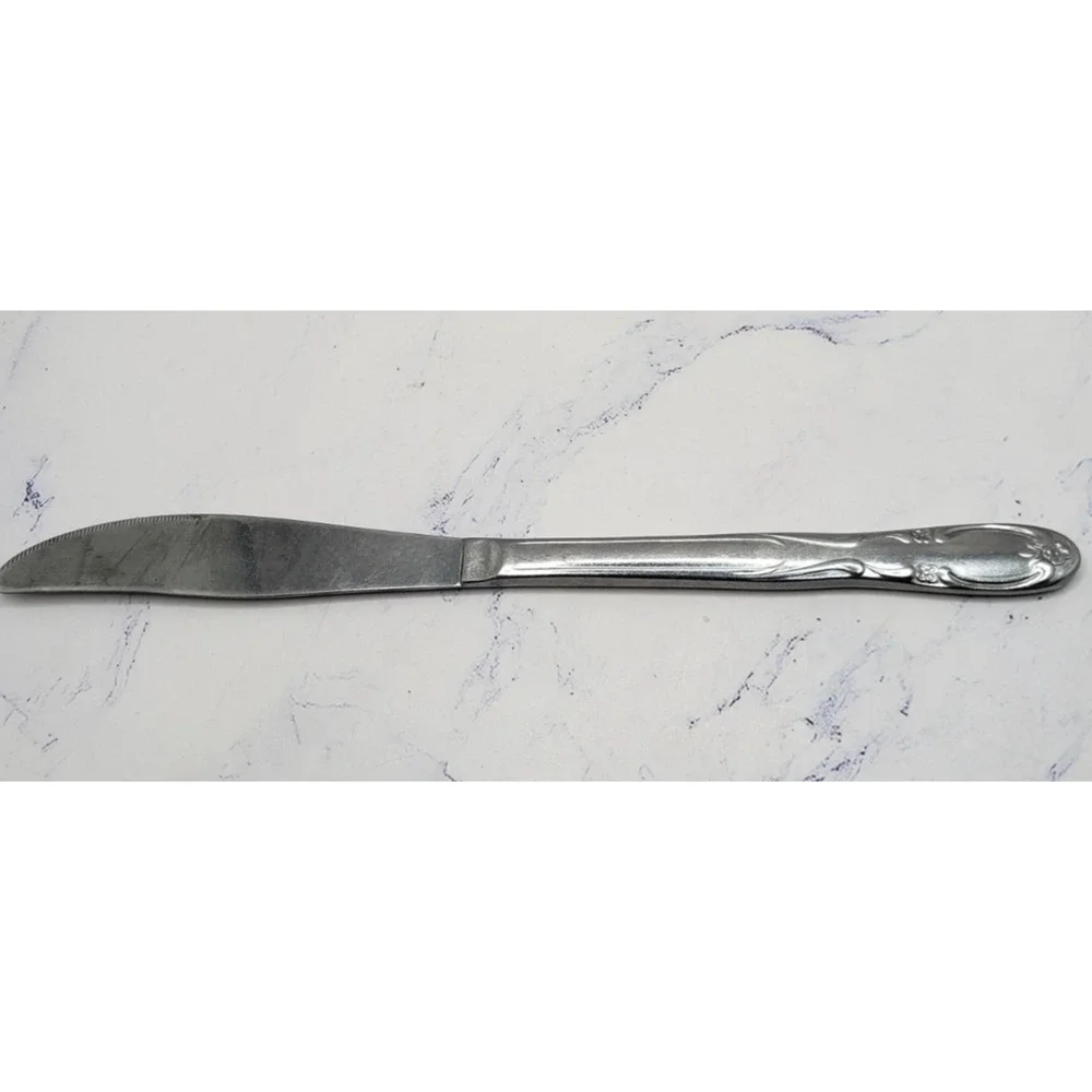 Stainless Steel 8 Inch Floral Pattern Flatware Butter Knife